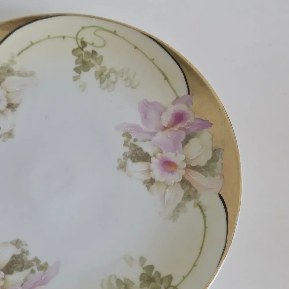 Royal Rudolstadt Prussia Hand Painted Raised Floral Cabinet Plate 8.5